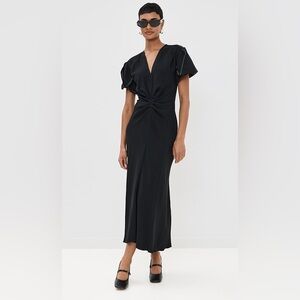 Victoria Beckham // Gathered V Neck Midi Dress